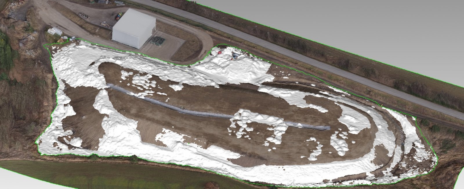 3D model skládky s vyznačením přemístěného materiálu