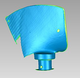 CAD-Modell eines Turbinenschaufel aus den durch Laserscanning erhaltenen Daten erstellt